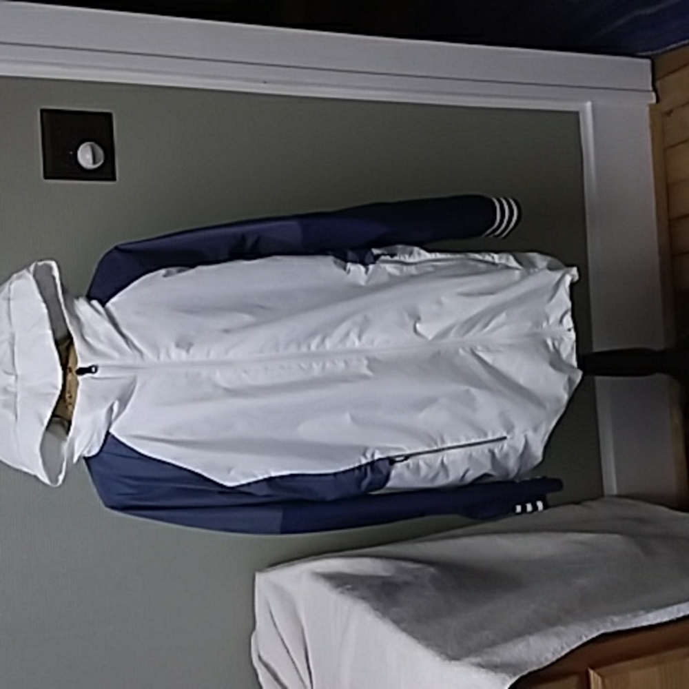Mens Adidas Shell/Windbreaker Jacket XLarge White/Blues